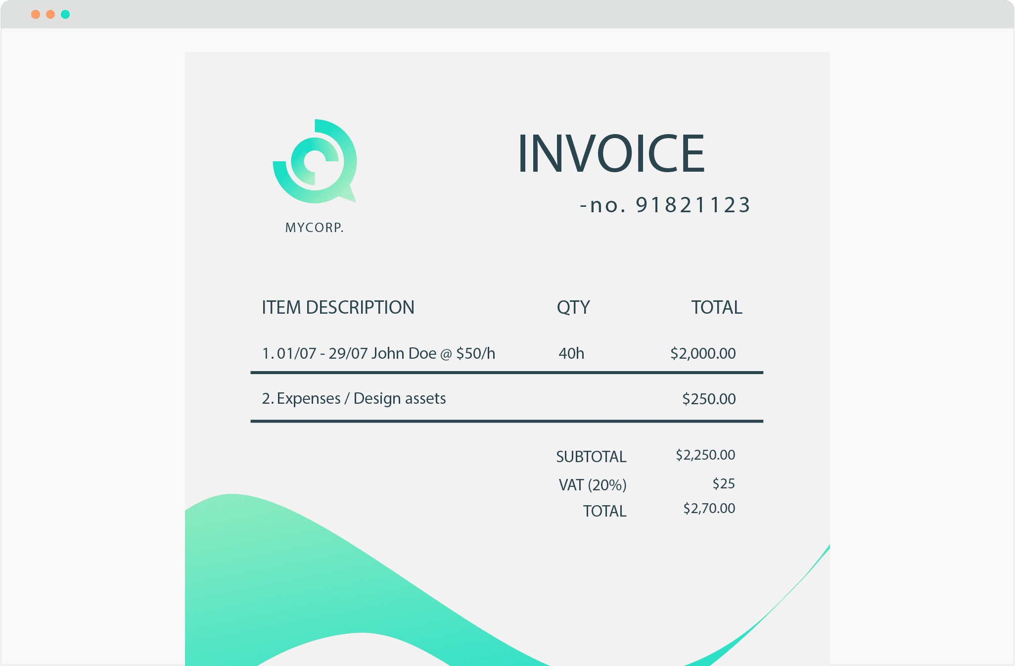 Vollna get paid invoice